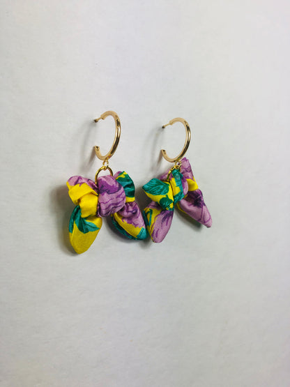 Bow Hoop Earrings | Silk Jewellery | Liberty Print | Floral Rose