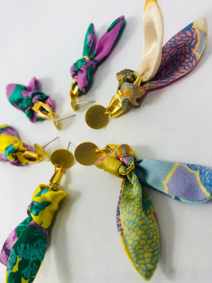 Silk Earrings | Aztec | Liberty Print | Unique Earrings | Floral Purple