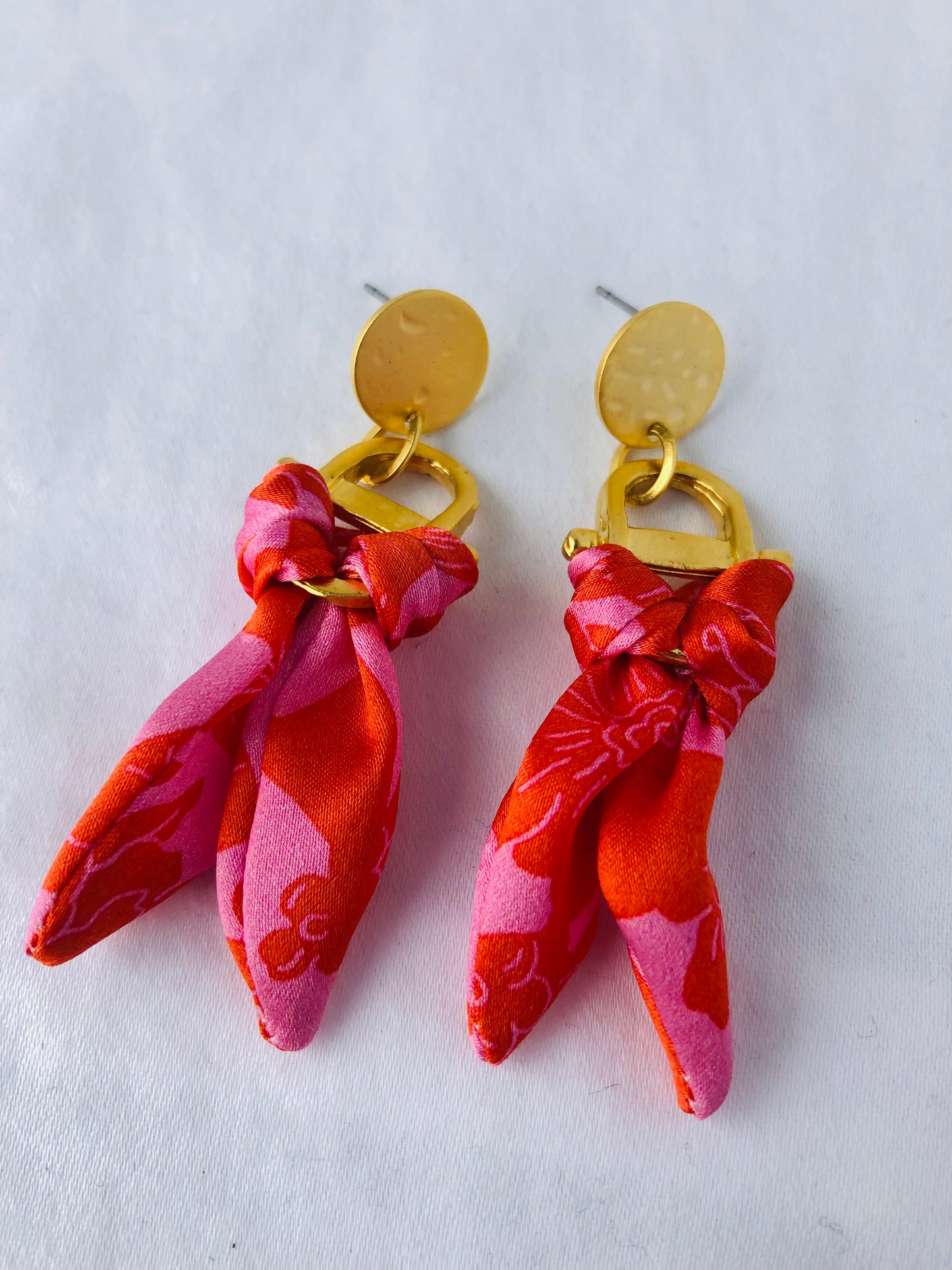 Statement Earrings | Silk Jewellery | Liberty Print | Pink and Red