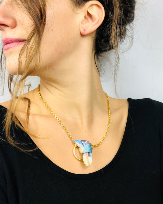 Elegant Necklace | Silk Jewellery | Libert Print | Pastel