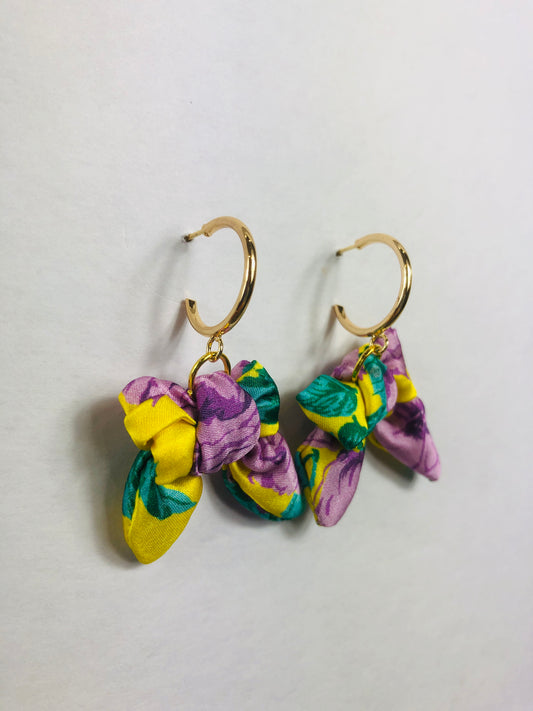 Bow Hoop Earrings | Silk Jewellery | Liberty Print | Floral Rose