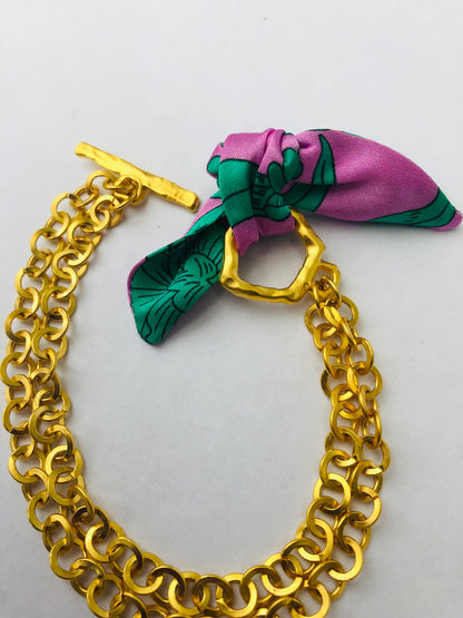 Gold Elegant Bracelet | Silk Jewellery | Liberty Print | Purple