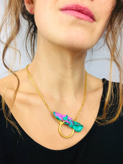 Elegant Necklace | Silk Jewellery | Libert Print | Purple Floral