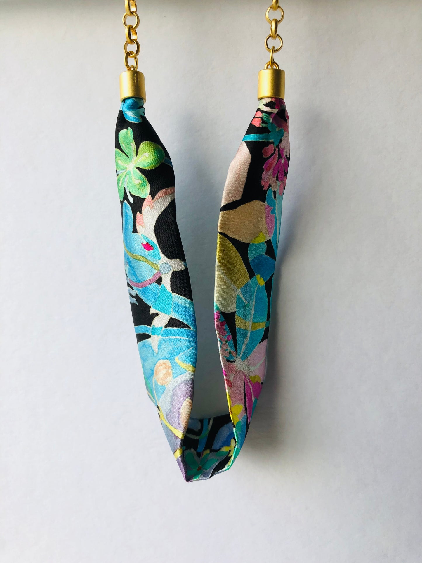 Silk Necklace | Chic Necklace | Liberty Print | Floral Blue