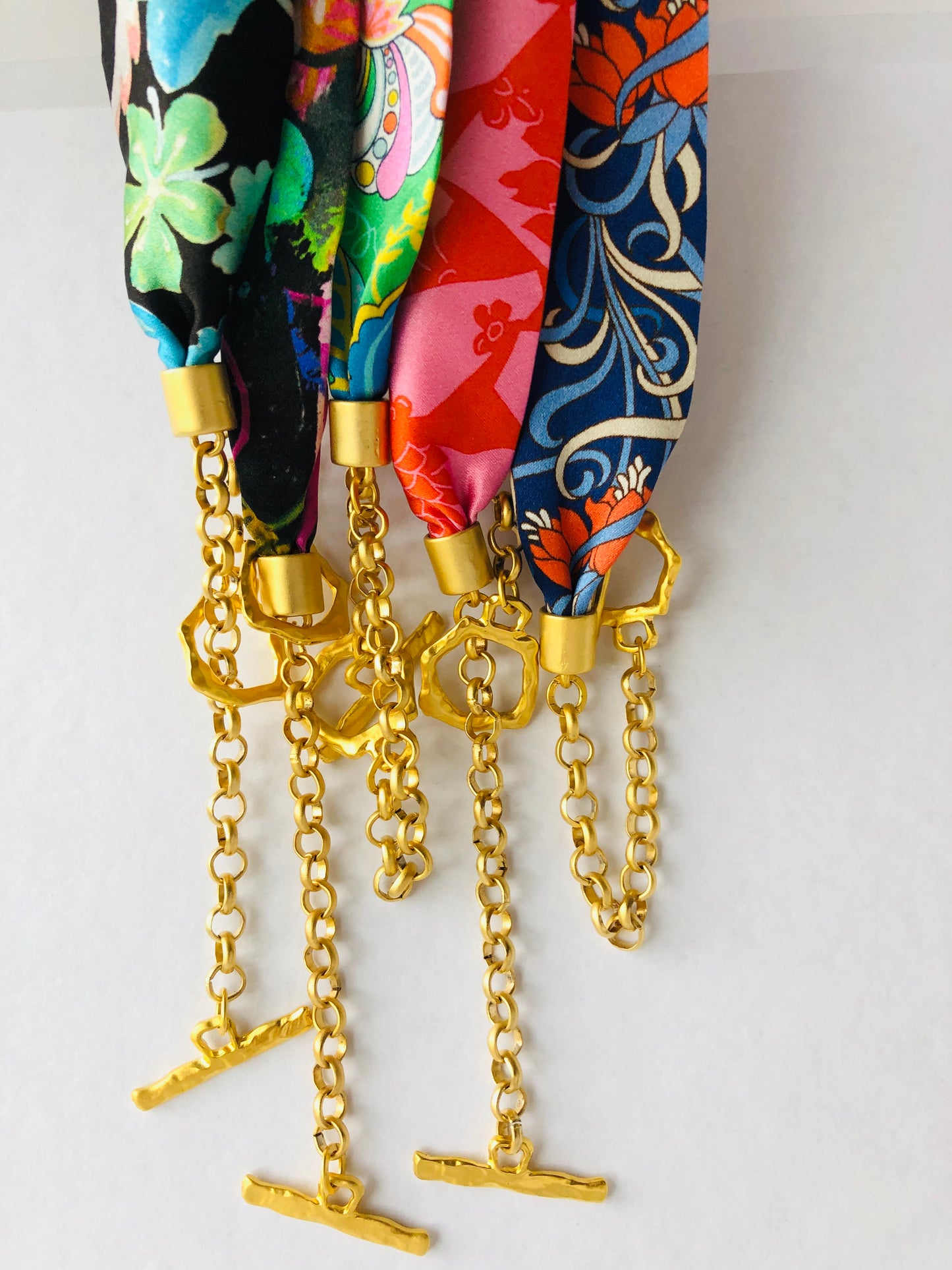 Silk Necklace | Chic Necklace | Liberty Print | Floral Blue