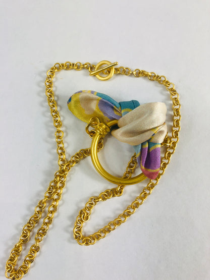 Elegant Necklace | Silk Jewellery | Libert Print | Pastel