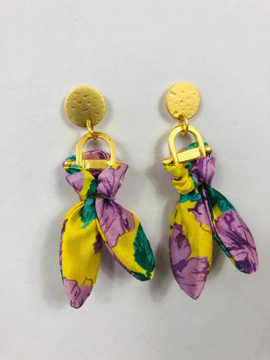 Statement Earrings | Silk Jewellery | Liberty Print | Floral Rose
