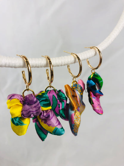 Bow Hoop Earrings | Silk Jewellery | Liberty Print | Pastel