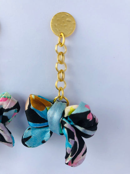 Bow Earrings | Silk Jewellery | Liberty Print | Floral Blue