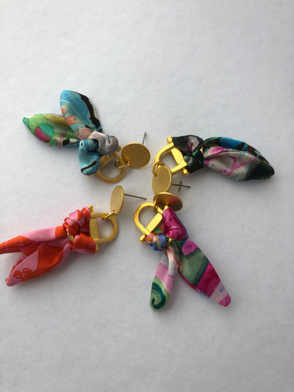 Statement Earrings | Silk Jewellery | Liberty Print | Pink and Red