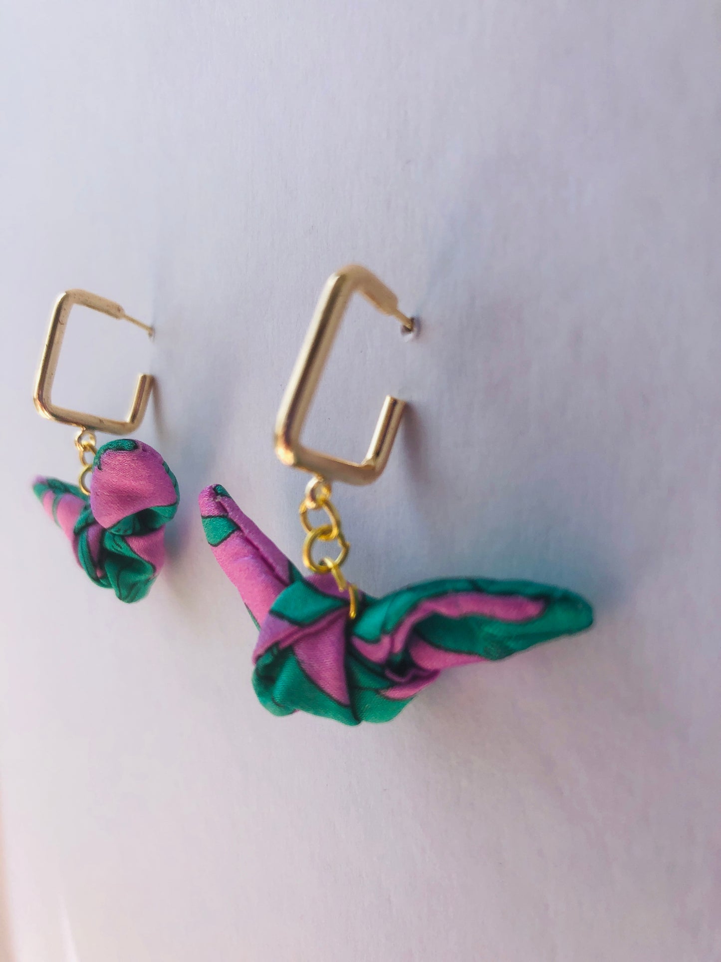 Square Hoop Silk Earrings | Liberty Print | Purple Turquoise
