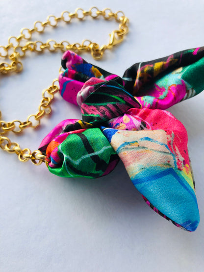 Bow Necklace | Colourful Jewellery | Liberty Print Silk