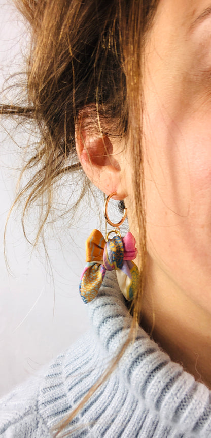 Bow Hoop Earrings | Silk Jewellery | Liberty Print | Pastel