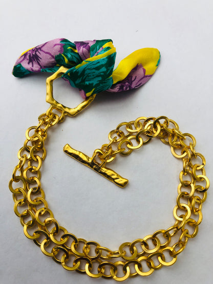 Gold Elegant Bracelet | Silk Jewellery | Purple Floral