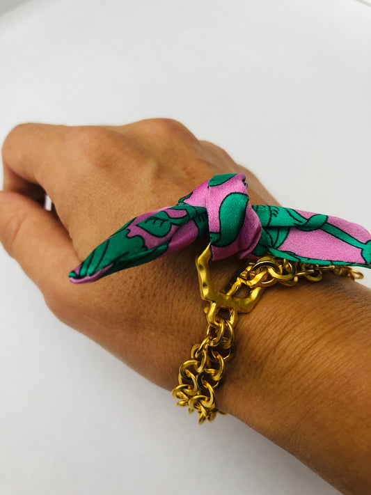 Gold Elegant Bracelet | Silk Jewellery | Liberty Print | Purple