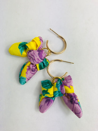 Bow Hoop Earrings | Silk Jewellery | Liberty Print | Floral Rose
