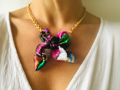 Bow Necklace | Colourful Jewellery | Liberty Print Silk