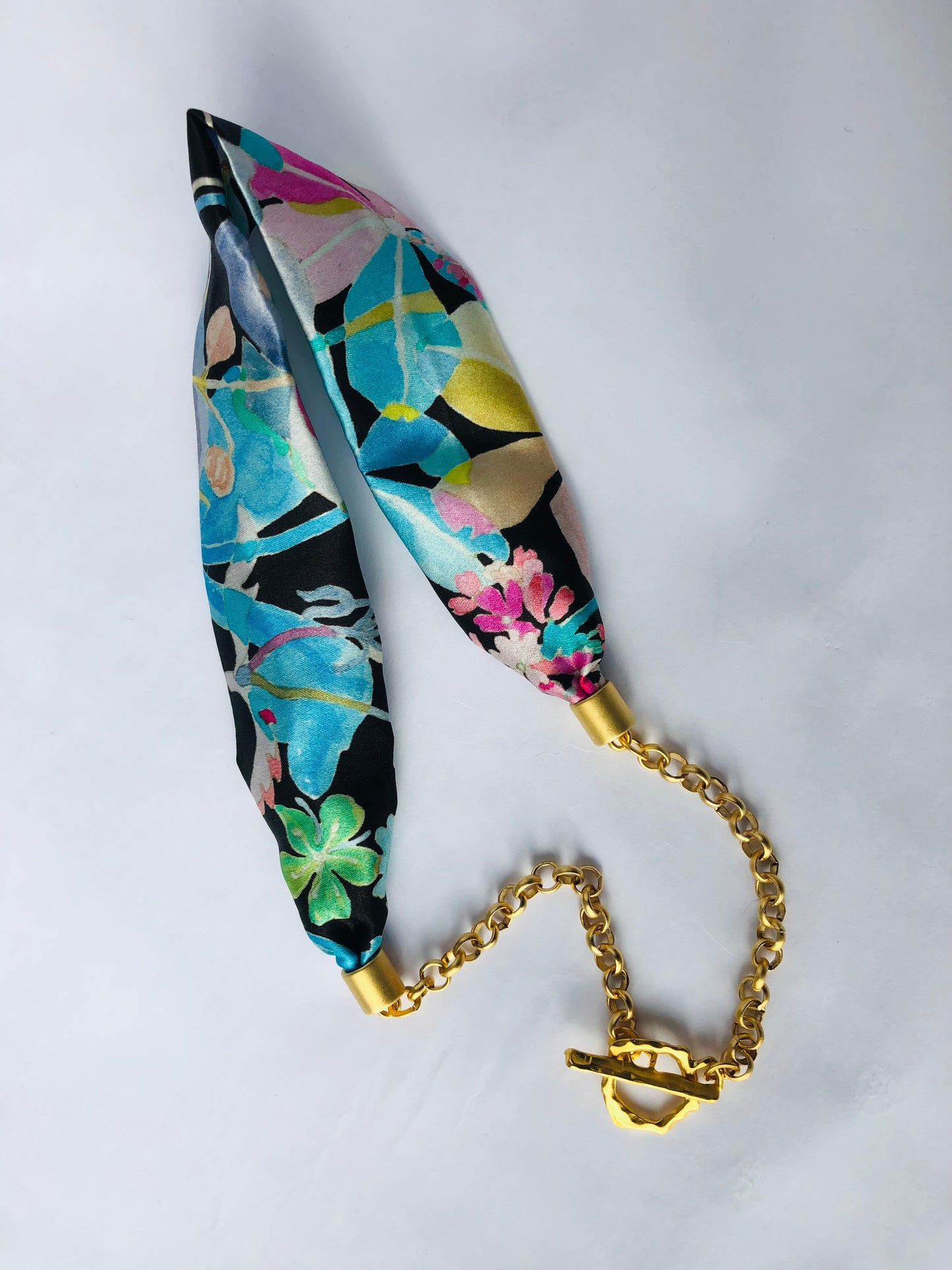 Silk Necklace | Chic Necklace | Liberty Print | Floral Blue