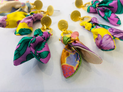 Statement Earrings | Silk Jewellery | Liberty Print | Floral Rose