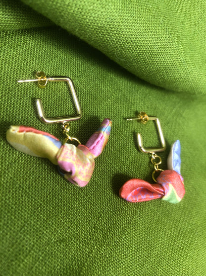 Square Hoop Silk Earrings | Liberty Print | Pastel
