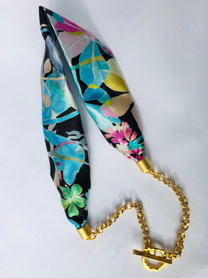 Silk Necklace and Earring Gift Set | Liberty Print | Floral Blue