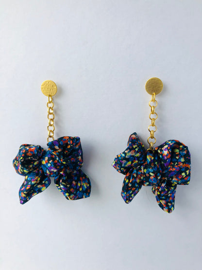 Big Bow Earrings | Silk Jewellery | Liberty Print | Blue