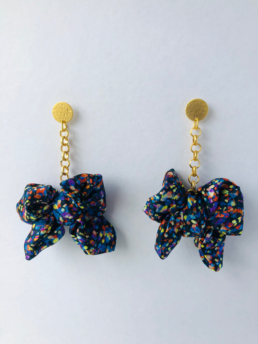 Big Bow Earrings | Silk Jewellery | Liberty Print | Blue