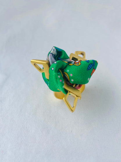 Statement Ring Gold | Silk Ring | Liberty Print | Green
