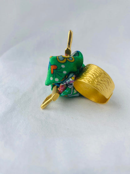 Statement Ring Gold | Silk Ring | Liberty Print | Green
