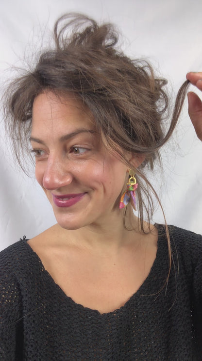 Statement Earrings | Silk Jewellery | Liberty Print | Purple Turquoise